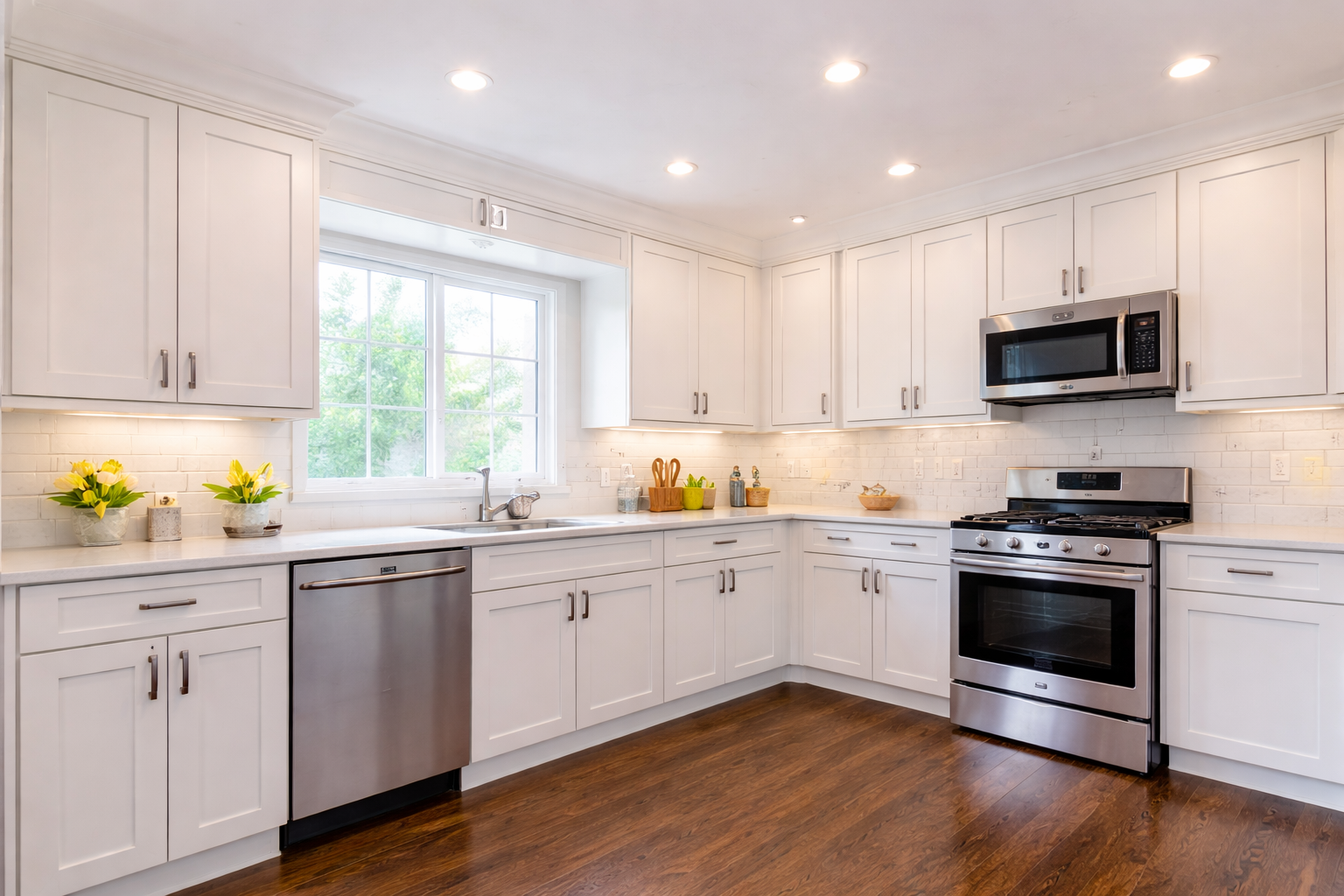 RTA kitchen cabinets Massachusetts white shaker style installed kitchen